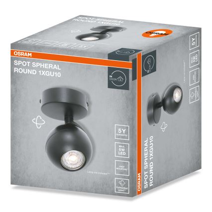 Aplica spot Osram SPHERAL, 1x GU10/6W/230V, negru