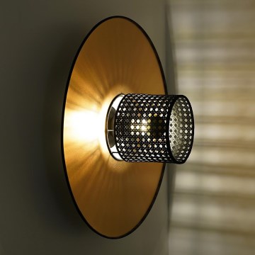 Aplică TOKYO Duolla RATTAN 1xE27/15W/230V d. 50 cm auriu/negru