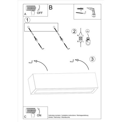 Aplică VEGA 2xE27/60W/230V 50 cm beton