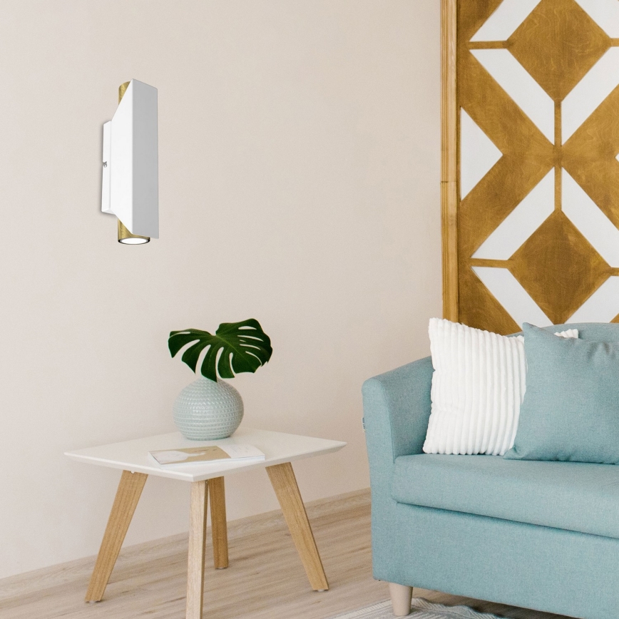 Aplică WALL 2xGU10/8W/230V albă/alamă