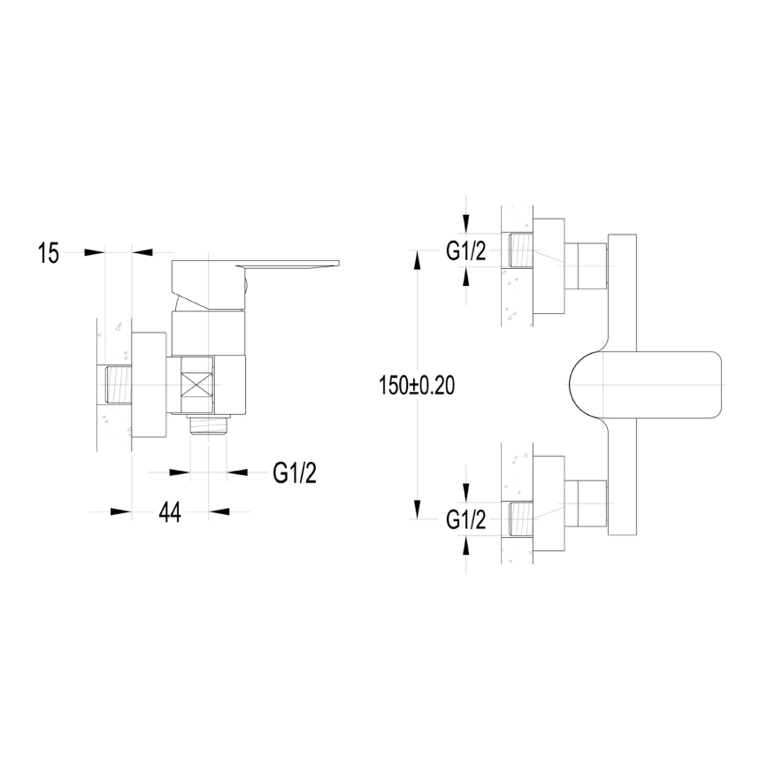 Aqualine - Baterie de duș DAPHNE crom lucios