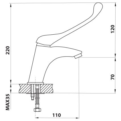 Aqualine - Baterie lavoar KASIOPEA 22 cm, crom lucios