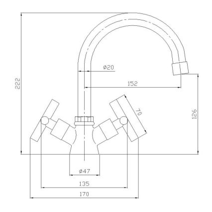 Aqualine - Baterie pentru lavoar XENIA, 22,2 cm, crom lucios