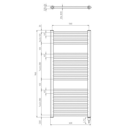 Aqualine - Radiator electric de baie DIRECT-E 400W 96x60 cm alb