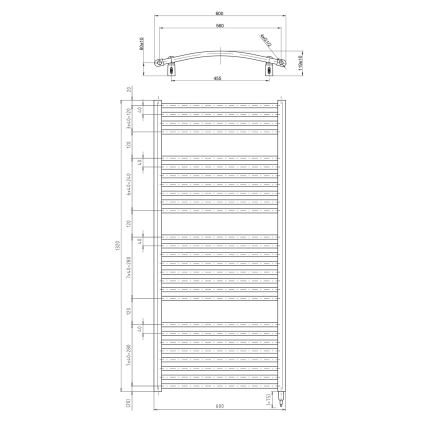 Aqualine - Radiator electric de baie ORBIT-E, 600 W, 132 x 60 cm, alb, rotund