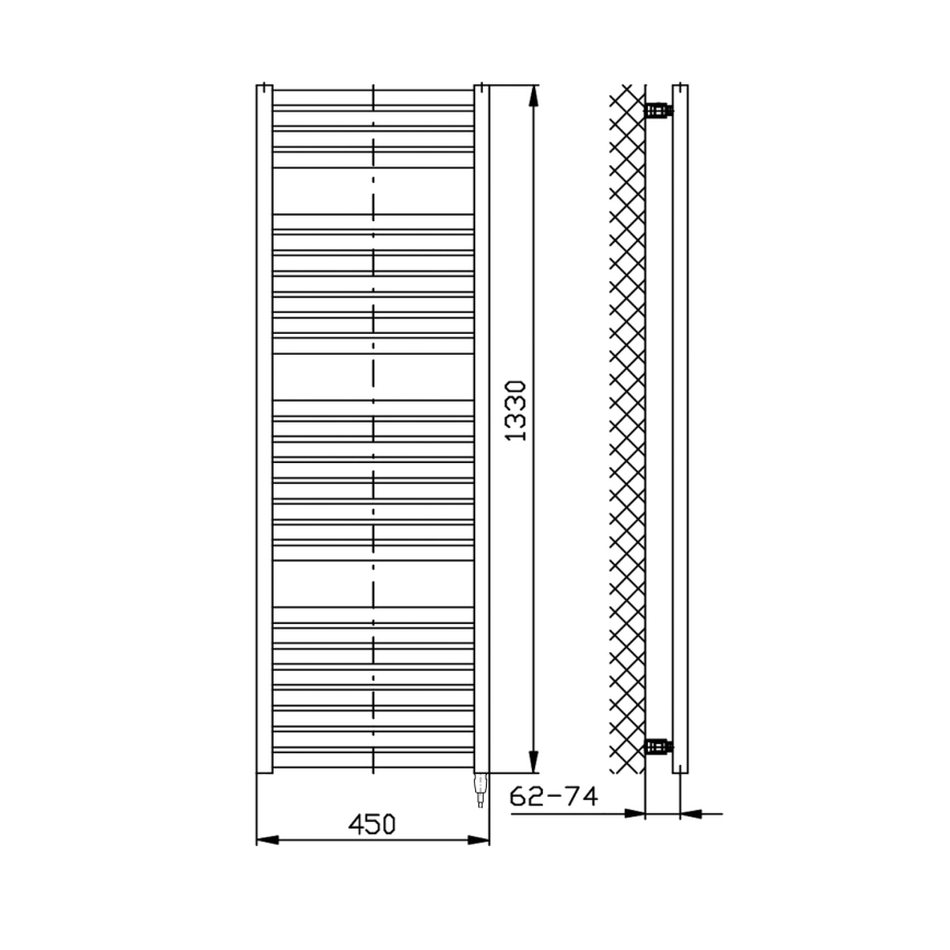 Aqualine - Radiator electric de baie TONDI-E 500 W 133 x 45 cm alb