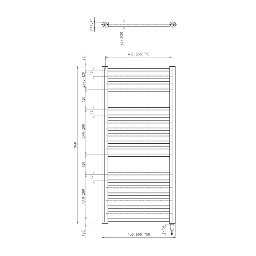 Aqualine - Radiator electric pentru baie DIRECT-E, 300 W, 96 x 45 cm, alb