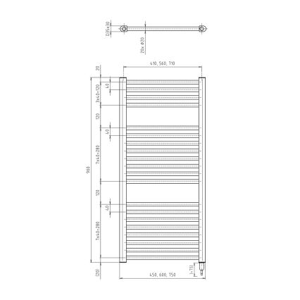 Aqualine - Radiator electric pentru baie DIRECT-E 300W 96x45 cm negru mat