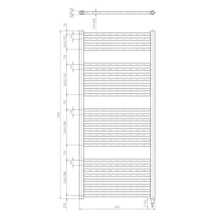 Aqualine - Radiator electric pentru baie DIRECT-E, 600 W, 132 x 60 cm, alb