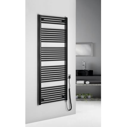 Aqualine - Radiator electric pentru baie DIRECT-E, 800 W, 168 x 60 cm, negru mat
