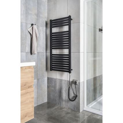Aqualine - Radiator electric pentru baie TONDI-E, 300 W, 97 x 45 cm, negru mat