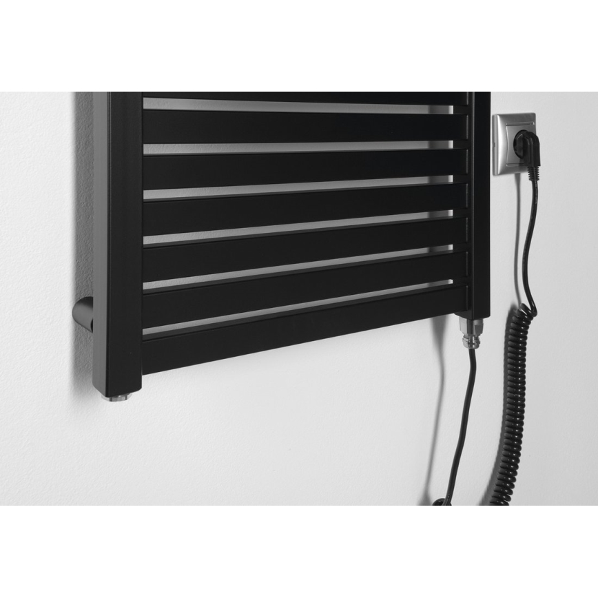 Aqualine - Radiator electric pentru baie TONDI-E, 300 W, 97 x 45 cm, negru mat