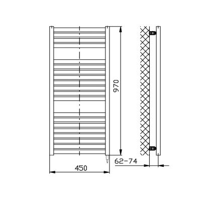 Aqualine - Radiator electric pentru baie TONDI-E, 300 W, 97 x 45 cm, negru mat
