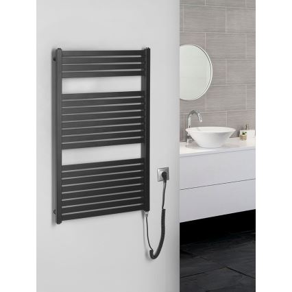 Aqualine - Radiator electric pentru baie TONDI-E, 400 W, 97 x 60 cm, negru mat