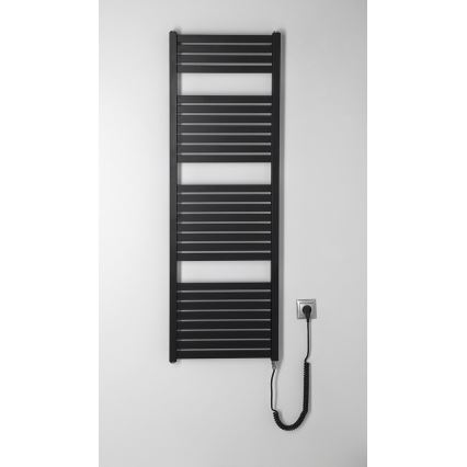 Aqualine - Radiator electric pentru baie TONDI-E, 500 W, 133 x 45 cm, negru mat