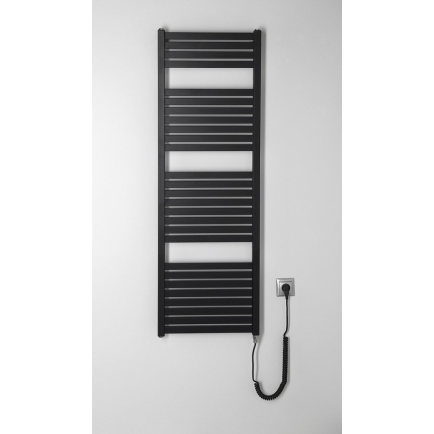 Aqualine - Radiator electric pentru baie TONDI-E, 500 W, 133 x 45 cm, negru mat
