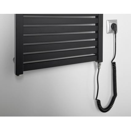 Aqualine - Radiator electric pentru baie TONDI-E, 500 W, 133 x 45 cm, negru mat