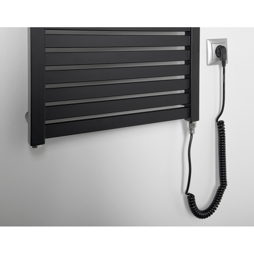 Aqualine - Radiator electric pentru baie TONDI-E, 500 W, 133 x 45 cm, negru mat