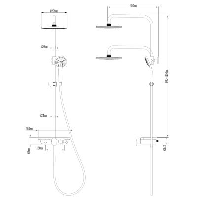 Aqualine - Set de duș cu baterie, crom lucios/alb