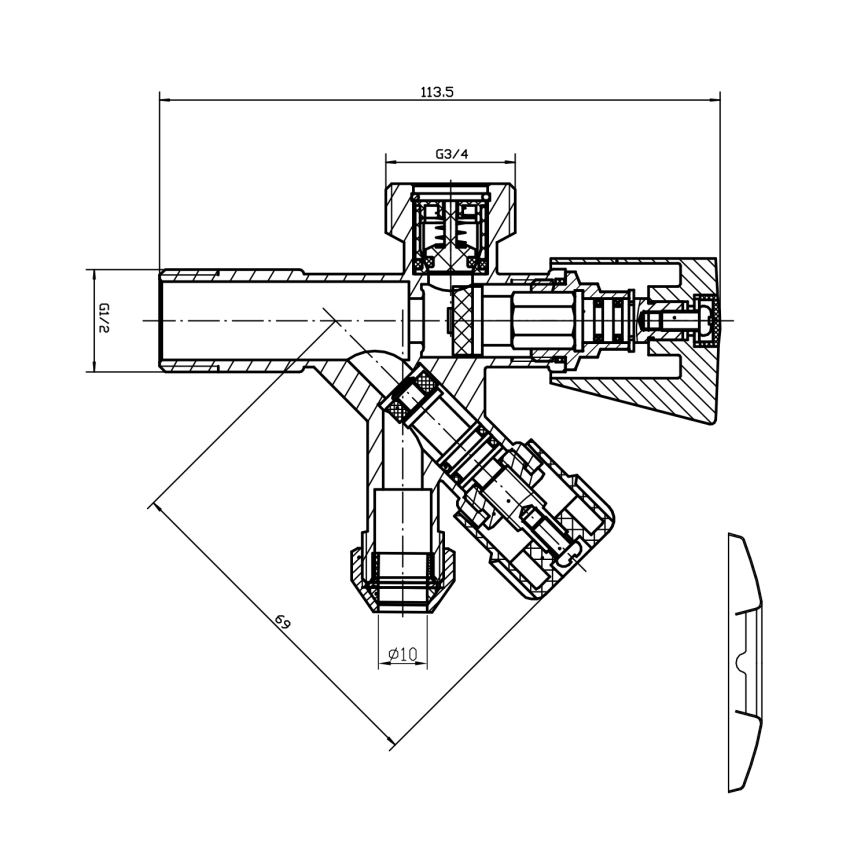 Aqualine - Ventil combinat crom lucios