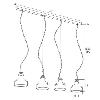 Argon 1650 - Lustră LED pe cablu TULUZA 4xLED/5W/230V