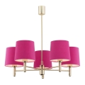 Argon 2089 - Candelabru pe tijă PONTE 5xE27/15W/230V alama/roz
