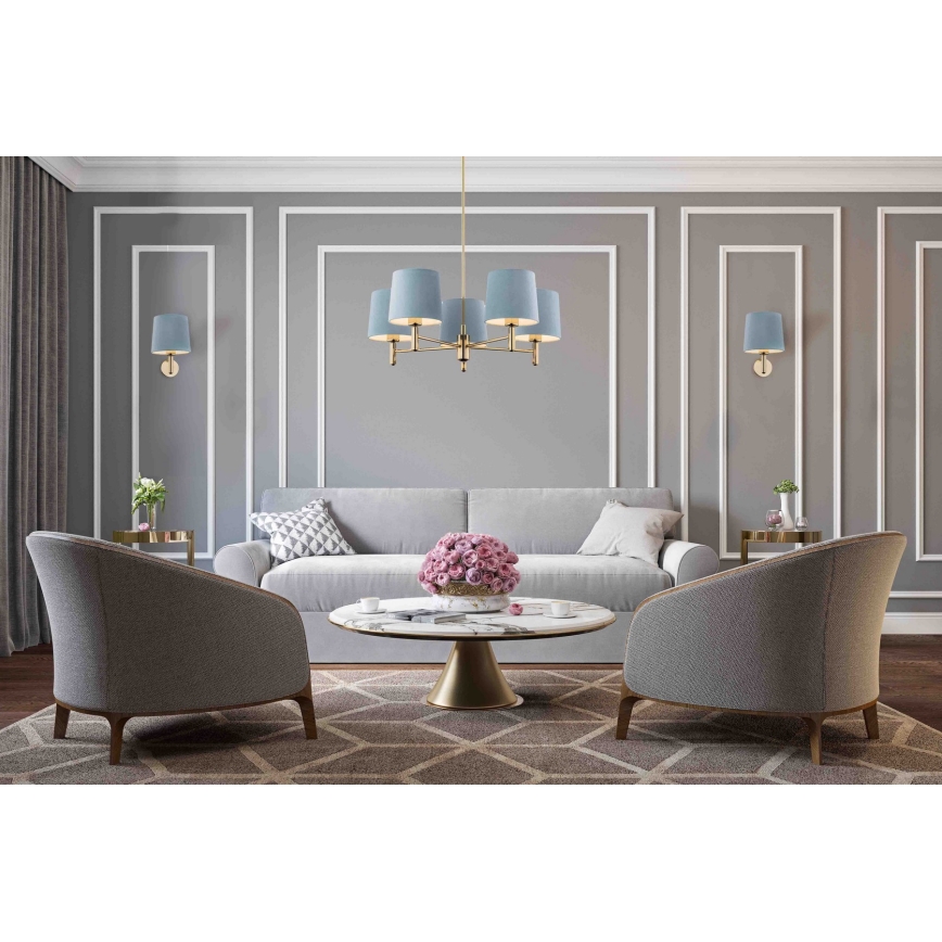 Argon 2089 - Candelabru pe tijă PONTE 5xE27/15W/230V alama/roz