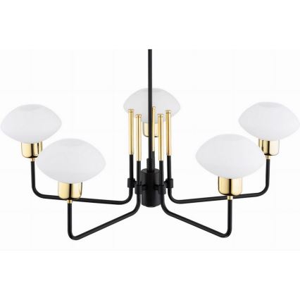 Argon 2128 - Candelabru pe tijă RAVELLO 5xE14/15W/230V negru/auriu
