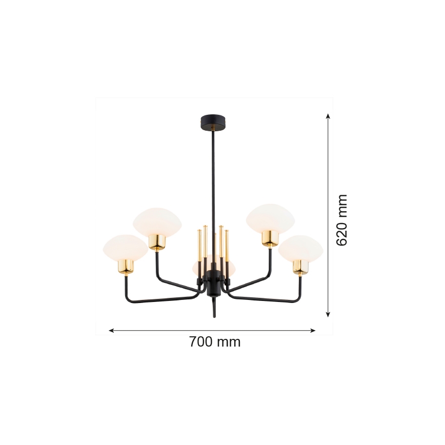 Argon 2128 - Candelabru pe tijă RAVELLO 5xE14/15W/230V negru/auriu