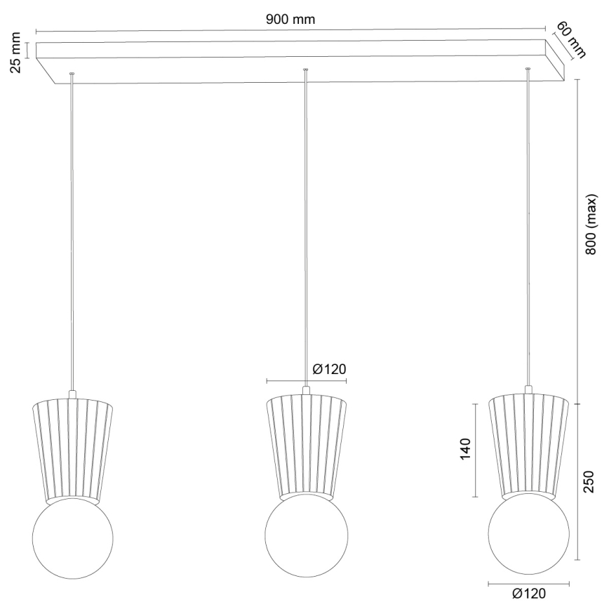 Argon 6357 - Pendul VOLANTE pentru baie pe cablu, 3xG9/6W/230V, IP44, bej