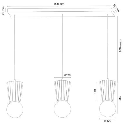 Argon 6358 - Lustră pentru baie VOLANTE, suspendată pe cablu, 3xG9/6W/230V IP44, maro