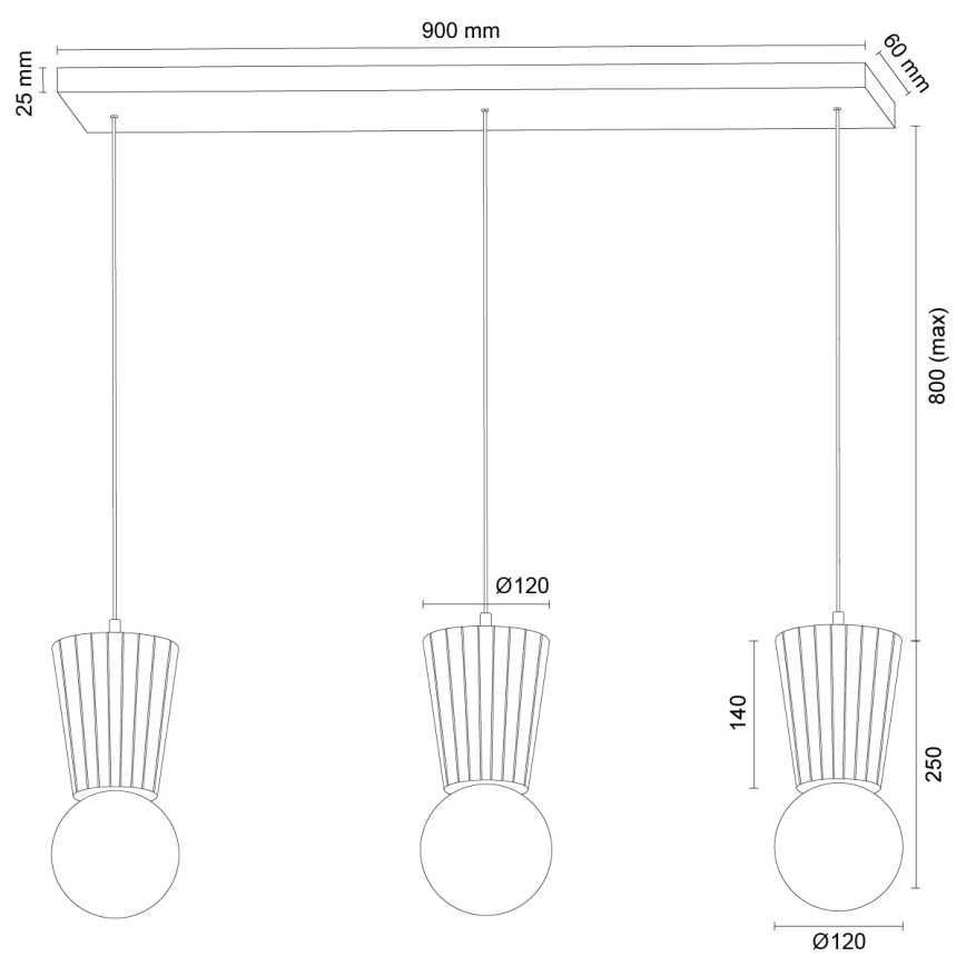 Argon 6358 - Lustră pentru baie VOLANTE, suspendată pe cablu, 3xG9/6W/230V IP44, maro