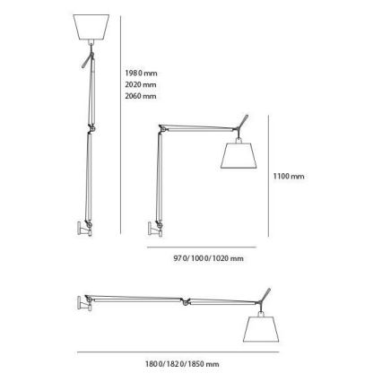 Artemide AR 0564010A+AR 0780030A+AR 0779010A COMPLET - Lampadaar TOLOMEO MEGA 1xE27/150W/230V