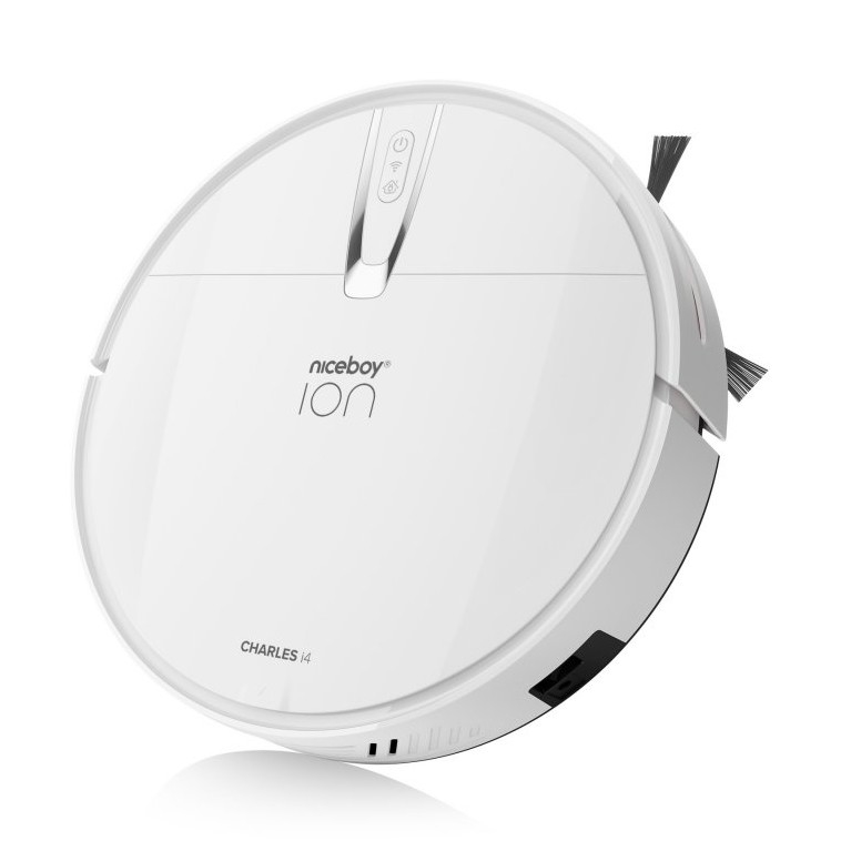 Aspirator robot inteligent 2 în 1 Niceboy ION Charles i4 4400 mAh Wi-Fi alb + telecomandă
