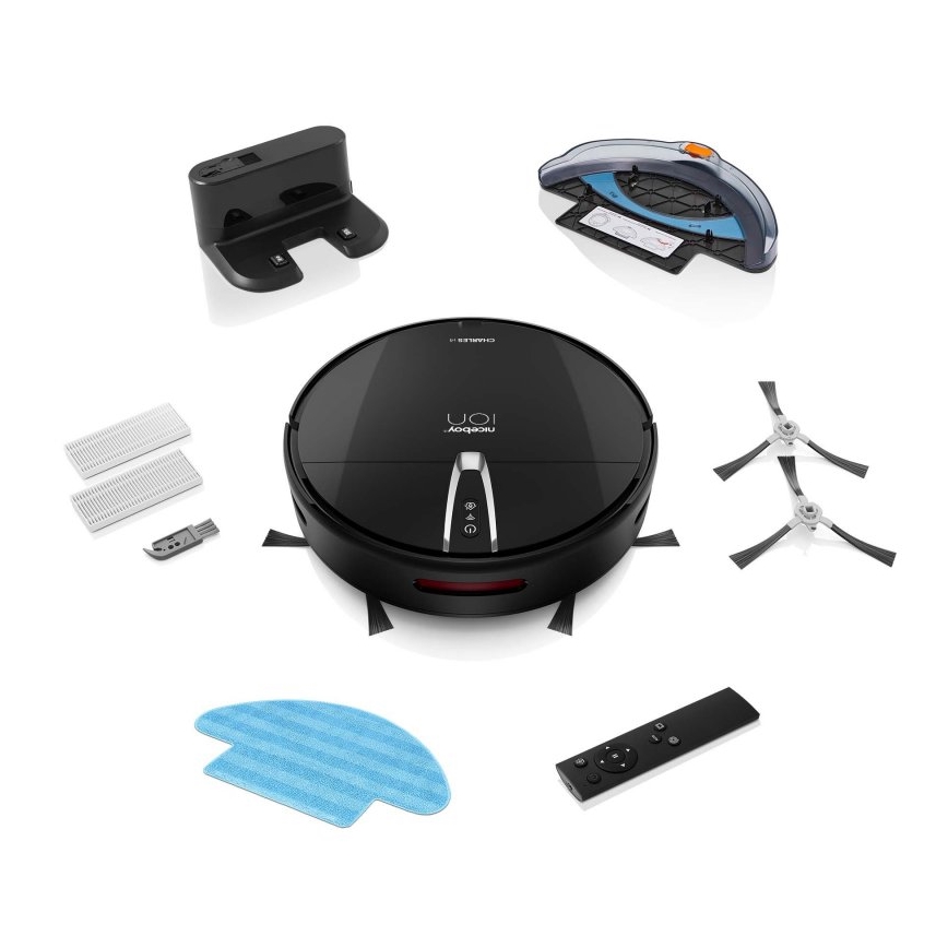 Aspirator robot inteligent 2 în 1 Niceboy ION Charles i4 4400 mAh Wi-Fi negru + telecomandă