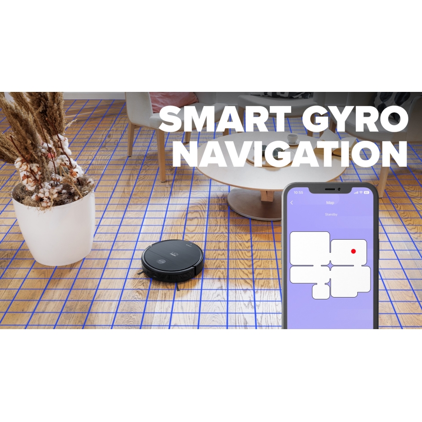 Aspirator robot inteligent 2 în 1 Niceboy ION Charles i6 2600 mAh Wi-Fi negru
