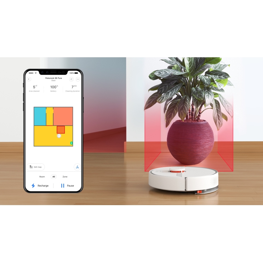 Aspirator robot inteligent ROBOROCK S6 Pure 58W Wi-Fi alb Xiaomi