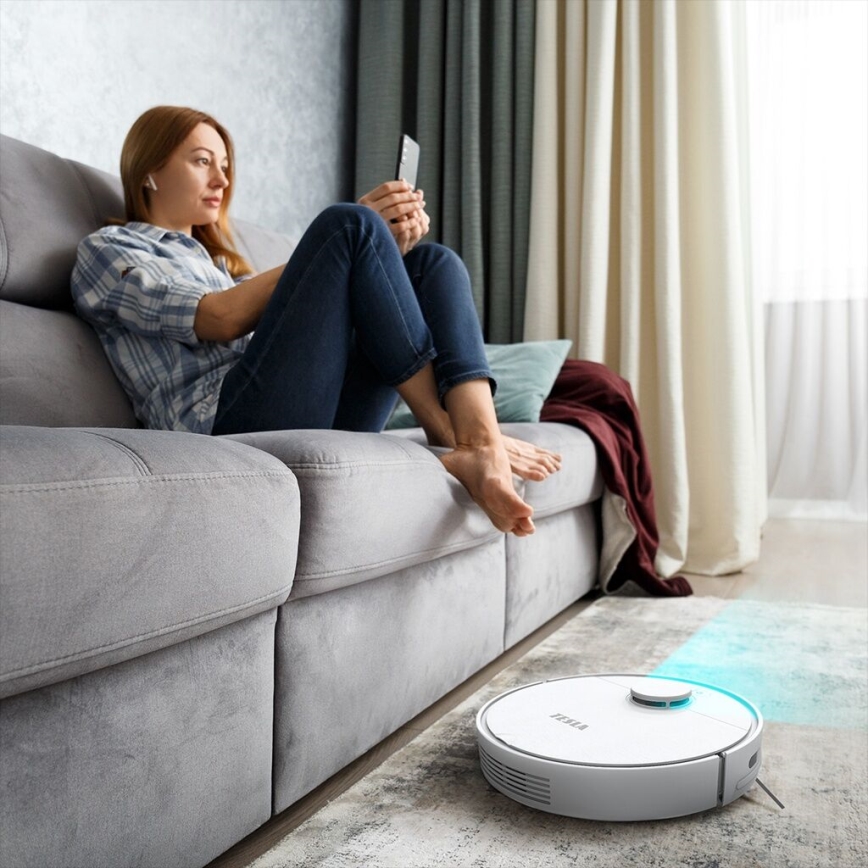 Aspirator robot inteligent TESLA Electronics RoboStar 2 în 1 2550 mAh Wi-Fi alb