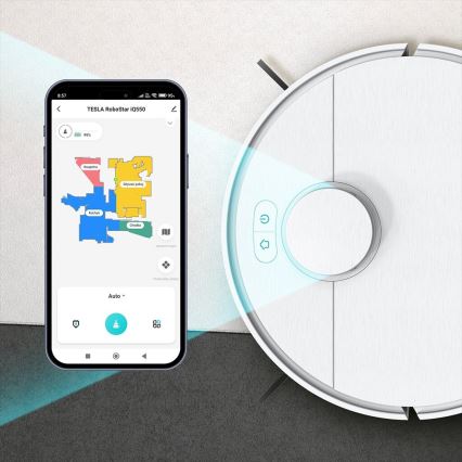 Aspirator robot inteligent TESLA Electronics RoboStar 2 în 1 2550 mAh Wi-Fi alb