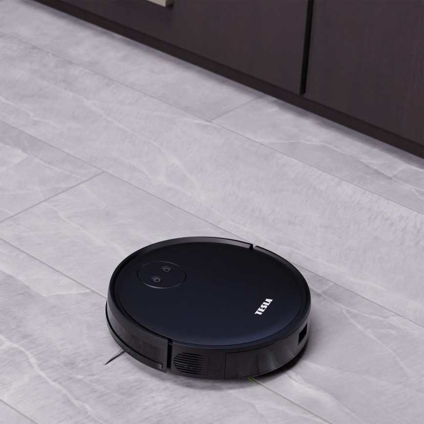Aspirator robot inteligent TESLA Smart 2 în 1 2000 mAh Wi-Fi negru + telecomandă