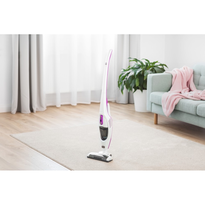 Aspirator vertical 2 în 1 cu perie rotativă electrică 110W/14,8V 2200 mAh alb Sencor