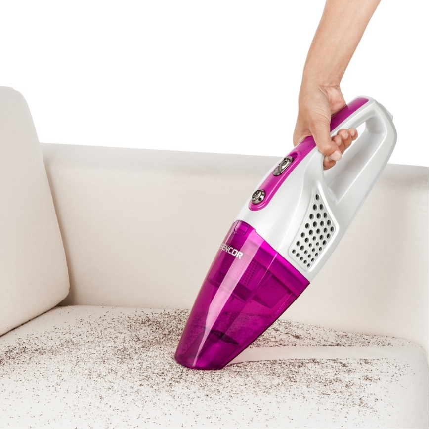 Aspirator vertical 2 în 1 cu perie rotativă electrică 70W/12V 1800 mAh alb/roz Sencor