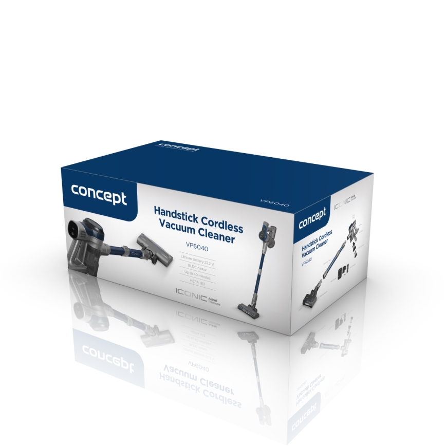 Aspirator vertical de mână 2 în 1 Concept VP6040 ICONIC ANIMAL TELESCOPE 200W/22,2V 2200 mAh albastru