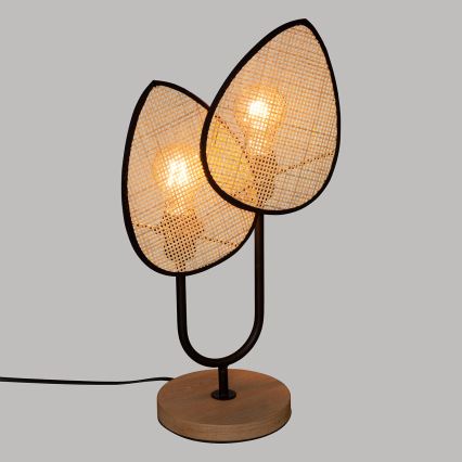 Atmosphera - Lampă de masă OLME din ratan, 2x E27/40W/230V