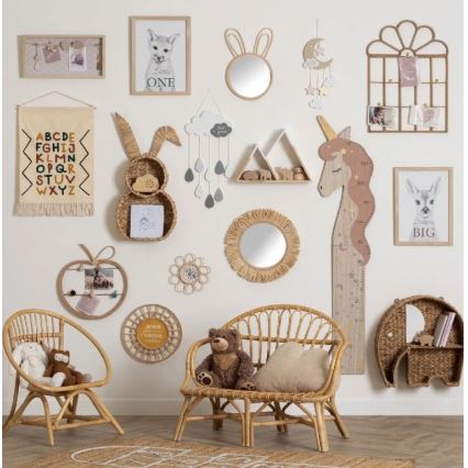 Atmosphera - Oglindă de perete pentru copii RABBIT, 37 x 24 cm, bambus