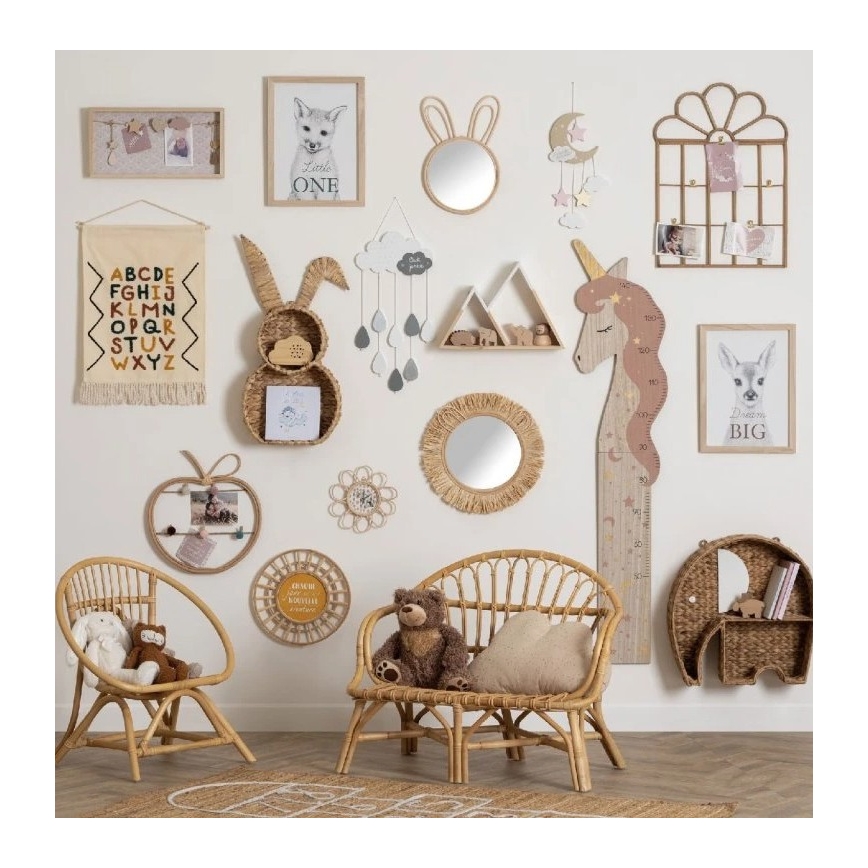 Atmosphera - Oglindă de perete pentru copii RABBIT, 37 x 24 cm, bambus