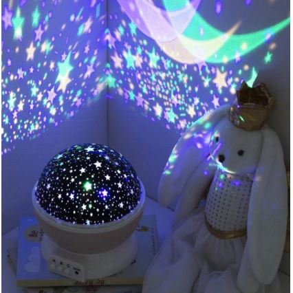 Atmosphera - Proiector LED pentru copii, alimentat de 3 baterii AA, roz