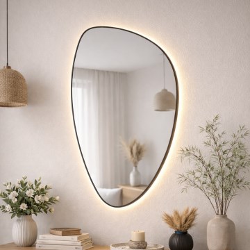 Baltica Design - LED Oglindă de perete pentru baie cu iluminare integrată STONE FLUID LED/15W/230V 2700K 92x55 cm IP65 neagră