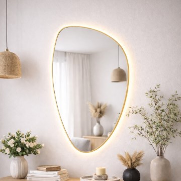 Baltica Design - Oglindă de perete pentru baie cu iluminare LED integrată STONE FLUID LED/15W/230V 4500K 92x55 cm IP65 aurie
