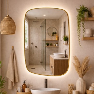 Baltica Design - Oglindă de perete pentru baie cu iluminare LED STONE CALM LED/15W/230V 4500K 90x60 cm IP65 auriu